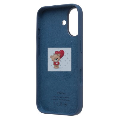 Чехол-накладка для Apple iPhone 16 (джинсовый синий) ORG Silicone Case SafeMag с анимацией