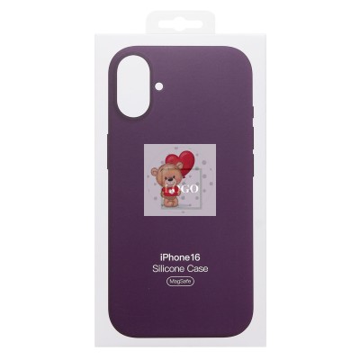 Чехол-накладка для Apple iPhone 16 (сливовый) ORG Silicone Case SafeMag с анимацией