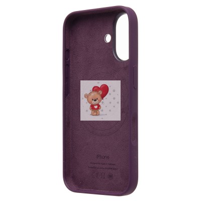 Чехол-накладка для Apple iPhone 16 (сливовый) ORG Silicone Case SafeMag с анимацией