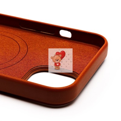 Чехол-накладка для Apple iPhone 14 (серо-коричневый) ORG SM002 экокожа SafeMag