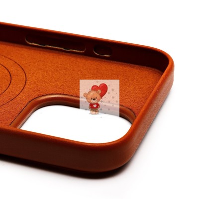 Чехол-накладка для Apple iPhone 15 Pro Max (серо-коричневый) ORG SM002 экокожа SafeMag