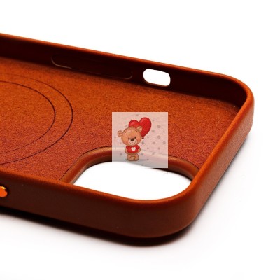 Чехол-накладка для Apple iPhone 15 (серо-коричневый) ORG SM002 экокожа SafeMag