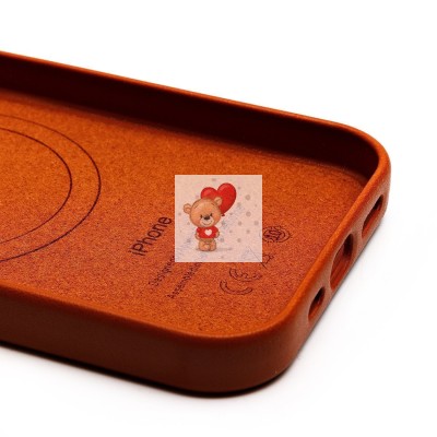 Чехол-накладка для Apple iPhone 15 (серо-коричневый) ORG SM002 экокожа SafeMag