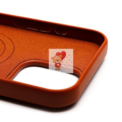 Чехол-накладка для Apple iPhone 16 Pro Max (серо-коричневый) ORG SM002 экокожа SafeMag