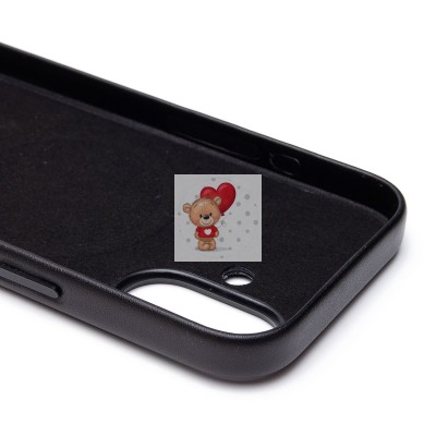 Чехол-накладка для Apple iPhone 16 (черный) ORG SM002 экокожа SafeMag