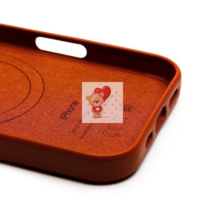 Чехол-накладка для Apple iPhone 16 (серо-коричневый) ORG SM002 экокожа SafeMag