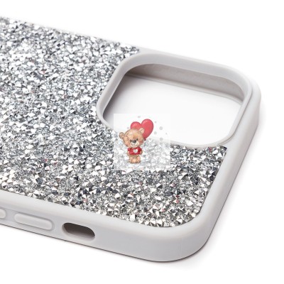 Чехол-накладка для Apple iPhone 13 Pro Max россыпь кристаллов (серебристый) PC071 POSH SHINE