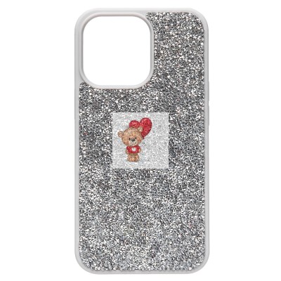 Чехол-накладка для Apple iPhone 13 Pro россыпь кристаллов (серебристый) PC071 POSH SHINE