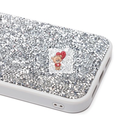 Чехол-накладка для Apple iPhone 13 Pro россыпь кристаллов (серебристый) PC071 POSH SHINE