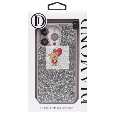 Чехол-накладка для Apple iPhone 13 Pro россыпь кристаллов (серебристый) PC071 POSH SHINE
