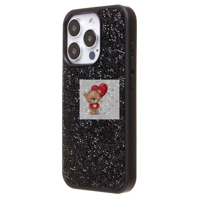 Чехол-накладка для Apple iPhone 15 Pro россыпь кристаллов (черный) PC071 POSH SHINE