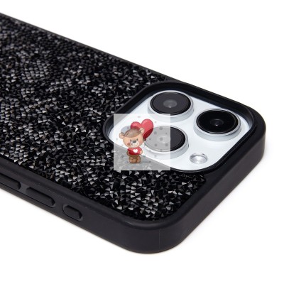 Чехол-накладка для Apple iPhone 15 Pro россыпь кристаллов (черный) PC071 POSH SHINE