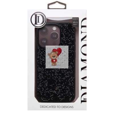 Чехол-накладка для Apple iPhone 15 Pro россыпь кристаллов (черный) PC071 POSH SHINE