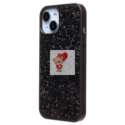 Чехол-накладка для Apple iPhone 15 россыпь кристаллов (черный) PC071 POSH SHINE Чехол-накладка для Apple iPhone 15 россыпь кристаллов (черный) PC071 POSH SHINE