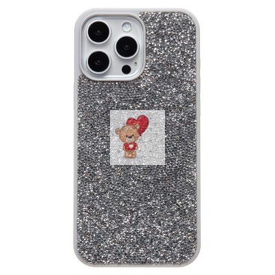 Чехол-накладка для Apple iPhone 16 Pro Max россыпь кристаллов (серебристый) PC071 POSH SHINE