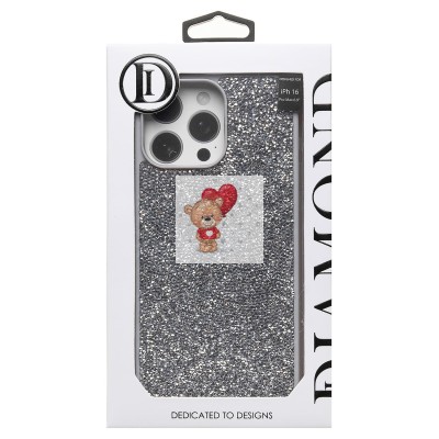 Чехол-накладка для Apple iPhone 16 Pro Max россыпь кристаллов (серебристый) PC071 POSH SHINE