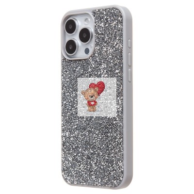 Чехол-накладка для Apple iPhone 16 Pro Max россыпь кристаллов (серебристый) PC071 POSH SHINE