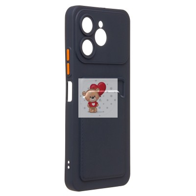 Чехол-накладка с картхолдером для Tecno Spark 40 (темно- голубой) SC337