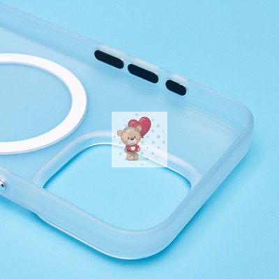 Чехол-накладка для Apple iPhone 15 Pro (белый/матово-прозрачный) SM038 SafeMag