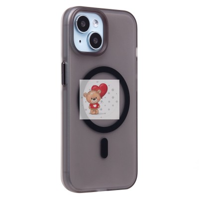 Чехол-накладка для Apple iPhone 15 (черный/матово-прозрачный) SM038 SafeMag Чехол-накладка для Apple iPhone 15 (черный/матово-прозрачный) SM038 SafeMag
