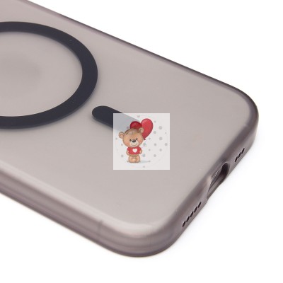 Чехол-накладка для Apple iPhone 15 (черный/матово-прозрачный) SM038 SafeMag Чехол-накладка для Apple iPhone 15 (черный/матово-прозрачный) SM038 SafeMag