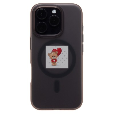 Чехол-накладка для Apple iPhone 16 Pro (черный/матово-прозрачный) SM038 SafeMag