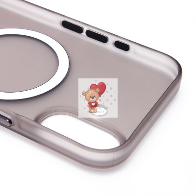 Чехол-накладка для Apple iPhone 16 (черный/матово-прозрачный) SM038 SafeMag