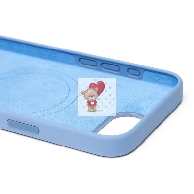 Чехол-накладка для Apple iPhone 16e (морозно-голубой) ORG Silicone Case SafeMag с анимацией