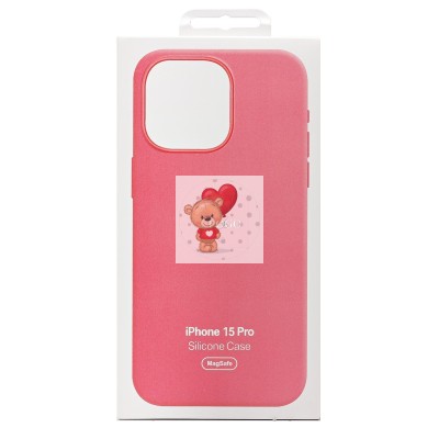 Чехол-накладка для Apple iPhone 15 Pro (розовый) ORG Silicone Case SafeMag с анимацией