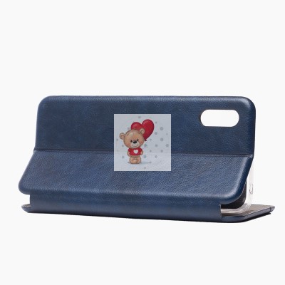 Чехол-книжка для Xiaomi Redmi 9i (синий) открытие вбок - BC002