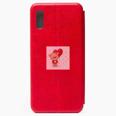 Чехол-книжка для Xiaomi Redmi 9A (красный) открытие вбок - BC002