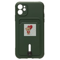 Чехол-накладка для Apple iPhone 11 (темно-зеленый) - SC304 с картхолдером