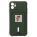 Чехол-накладка для Apple iPhone 11 (темно-зеленый) - SC304 с картхолдером