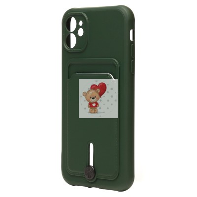 Чехол-накладка для Apple iPhone 11 (темно-зеленый) - SC304 с картхолдером