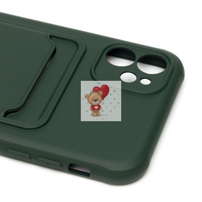 Чехол-накладка для Apple iPhone 11 (темно-зеленый) - SC304 с картхолдером