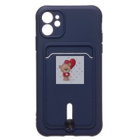 Чехол-накладка для Apple iPhone 11 (темно-синий) - SC304 с картхолдером