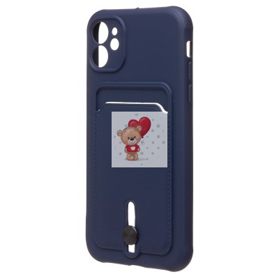 Чехол-накладка для Apple iPhone 11 (темно-синий) - SC304 с картхолдером
