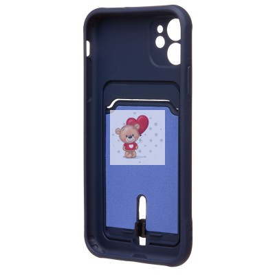 Чехол-накладка для Apple iPhone 11 (темно-синий) - SC304 с картхолдером