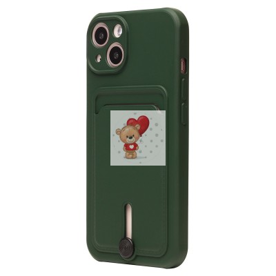 Чехол-накладка для Apple iPhone 13 (темно-зеленый) - SC304 с картхолдером Чехол-накладка для Apple iPhone 13 (темно-зеленый) - SC304 с картхолдером
