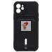 Чехол-накладка для Apple iPhone 12 (черный) - SC304 с картхолдером