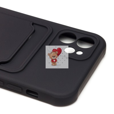 Чехол-накладка для Apple iPhone 12 (черный) - SC304 с картхолдером
