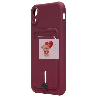 Чехол-накладка для Apple iPhone XR (бордовый) - SC304 с картхолдером Чехол-накладка для Apple iPhone XR (бордовый) - SC304 с картхолдером