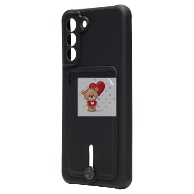 Чехол-накладка для Samsung G990 Galaxy S21FE (черный) - SC304 с картхолдером