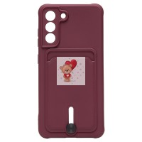 Чехол-накладка для Samsung G990 Galaxy S21FE (бордовый) - SC304 с картхолдером