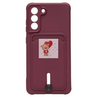 Чехол-накладка для Samsung G990 Galaxy S21FE (бордовый) - SC304 с картхолдером Чехол-накладка для Samsung G990 Galaxy S21FE (бордовый) - SC304 с картхолдером