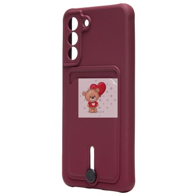 Чехол-накладка для Samsung G990 Galaxy S21FE (бордовый) - SC304 с картхолдером