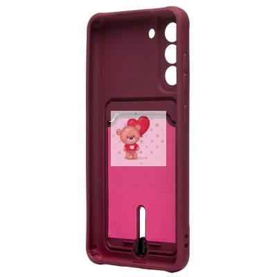 Чехол-накладка для Samsung G990 Galaxy S21FE (бордовый) - SC304 с картхолдером