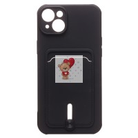 Чехол-накладка для Apple iPhone 14 Plus (черный) - SC304 с картхолдером