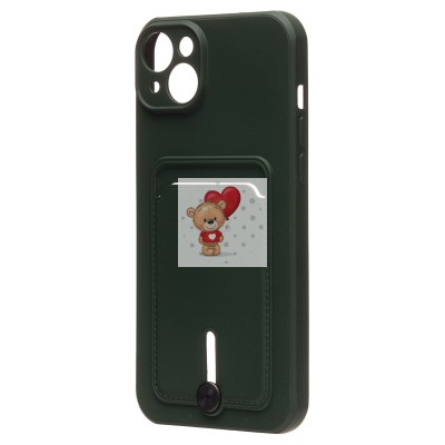 Чехол-накладка для Apple iPhone 14 Plus (темно-зеленый) - SC304 с картхолдером Чехол-накладка для Apple iPhone 14 Plus (темно-зеленый) - SC304 с картхолдером
