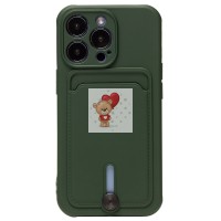 Чехол-накладка для Apple iPhone 14 Pro (темно-зеленый) - SC304 с картхолдером